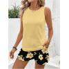 image:imageSOLY HUX Womens Plus Size 2 Piece Summer Vacation Outfits Sleeveless Tank Tops and Floral Print Shorts SetYellow Floral