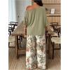 image:imageSOLY HUX Womens Plus Size 2 Piece Vacation Outfits Off The Shoulder 34 Sleeve Top and Boho Print Pants SetGreen Tropical