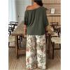 image:imageSOLY HUX Womens Plus Size 2 Piece Vacation Outfits Off The Shoulder 34 Sleeve Top and Boho Print Pants SetMulticoloured Graphic