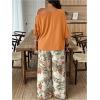 image:imageSOLY HUX Womens Plus Size 2 Piece Vacation Outfits Off The Shoulder 34 Sleeve Top and Boho Print Pants SetOrange Tropical