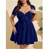 image:imageSOLY HUX Womens Plus Size Bow Tie Short Sleeve Summer Short Dress Cocktail Beach Wedding DressesDark Blue