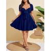 image:imageSOLY HUX Womens Plus Size Bow Tie Short Sleeve Summer Short Dress Cocktail Beach Wedding DressesDark Blue