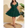 image:imageSOLY HUX Womens Plus Size Bow Tie Short Sleeve Summer Short Dress Cocktail Beach Wedding DressesDark Green