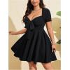 image:imageSOLY HUX Womens Plus Size Bow Tie Short Sleeve Summer Short Dress Cocktail Beach Wedding DressesPlain Black