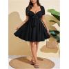 image:imageSOLY HUX Womens Plus Size Bow Tie Short Sleeve Summer Short Dress Cocktail Beach Wedding DressesPlain Black