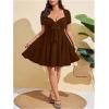 image:imageSOLY HUX Womens Plus Size Bow Tie Short Sleeve Summer Short Dress Cocktail Beach Wedding DressesPlain Brown