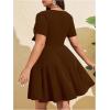 image:imageSOLY HUX Womens Plus Size Bow Tie Short Sleeve Summer Short Dress Cocktail Beach Wedding DressesPlain Brown