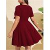 image:imageSOLY HUX Womens Plus Size Bow Tie Short Sleeve Summer Short Dress Cocktail Beach Wedding DressesPlain Red