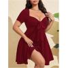 image:imageSOLY HUX Womens Plus Size Bow Tie Short Sleeve Summer Short Dress Cocktail Beach Wedding DressesPlain Red