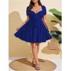 image:imageSOLY HUX Womens Plus Size Bow Tie Short Sleeve Summer Short Dress Cocktail Beach Wedding DressesRoyal Blue