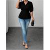 image:imageSOLY HUX Womens Plus Size Button Down Shirts Collared V Neck Puff Half Sleeve Peplum Casual Work Blouse TopsPlain Black