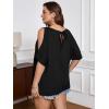 image:imageSOLY HUX Womens Plus Size Cold Shoulder Tops Summer Casual Trendy Scoop Neck Loose Tees T Shirts Solid Black 2XL