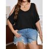 image:imageSOLY HUX Womens Plus Size Cold Shoulder Tops Summer Casual Trendy Scoop Neck Loose Tees T Shirts Solid Black 2XL