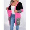 image:imageSOLY HUX Womens Plus Size Color Block Cardigan Sweater Open Front Long Sleeve Casual CardigansHotpink Colorblock