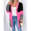 image:imageSOLY HUX Womens Plus Size Color Block Cardigan Sweater Open Front Long Sleeve Casual CardigansHotpink Colorblock