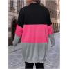 image:imageSOLY HUX Womens Plus Size Color Block Cardigan Sweater Open Front Long Sleeve Casual CardigansHotpink and Black