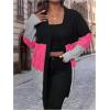 image:imageSOLY HUX Womens Plus Size Color Block Cardigan Sweater Open Front Long Sleeve Casual CardigansHotpink and Black