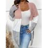 image:imageSOLY HUX Womens Plus Size Color Block Cardigan Sweater Open Front Long Sleeve Casual CardigansLight Pink Colorblock