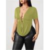 image:imageSOLY HUX Womens Plus Size Cowl Neck T Shirt Metal Decor Short Sleeve Going Out TopsPlain Army Green