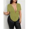 image:imageSOLY HUX Womens Plus Size Cowl Neck T Shirt Metal Decor Short Sleeve Going Out TopsPlain Army Green