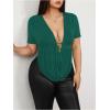 image:imageSOLY HUX Womens Plus Size Cowl Neck T Shirt Metal Decor Short Sleeve Going Out TopsPlain Dark Green