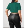 image:imageSOLY HUX Womens Plus Size Cowl Neck T Shirt Metal Decor Short Sleeve Going Out TopsPlain Dark Green