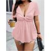 image:imageSOLY HUX Womens Plus Size Deep V Neck Twist Front T Shirts Short Sleeve Summer Tunic Tops Ruffle Flowy TeesLight Pink