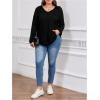 image:imageSOLY HUX Womens Plus Size Drawstring Hoodie Dressy Casual Raglan Long Sleeve Knit SweatshirtsPlain Black