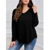 image:imageSOLY HUX Womens Plus Size Drawstring Hoodie Dressy Casual Raglan Long Sleeve Knit SweatshirtsPlain Black