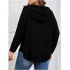image:imageSOLY HUX Womens Plus Size Drawstring Hoodie Dressy Casual Raglan Long Sleeve Knit SweatshirtsPlain Black