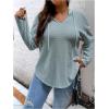 image:imageSOLY HUX Womens Plus Size Drawstring Hoodie Dressy Casual Raglan Long Sleeve Knit SweatshirtsPlain Dusty Blue