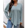 image:imageSOLY HUX Womens Plus Size Drawstring Hoodie Dressy Casual Raglan Long Sleeve Knit SweatshirtsPlain Dusty Blue