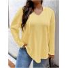 image:imageSOLY HUX Womens Plus Size Drawstring Hoodie Dressy Casual Raglan Long Sleeve Knit SweatshirtsPlain Yellow