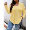 image:imageSOLY HUX Womens Plus Size Drawstring Hoodie Dressy Casual Raglan Long Sleeve Knit SweatshirtsPlain Yellow