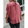 image:imageSOLY HUX Womens Plus Size Dressy Casual Shirts Swiss Dots Mock Neck Blouse Half Sleeve Tie Back Business Work TopsPink