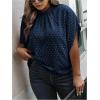 image:imageSOLY HUX Womens Plus Size Dressy Casual Shirts Swiss Dots Mock Neck Blouse Half Sleeve Tie Back Business Work TopsPlain Blue