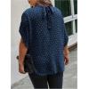 image:imageSOLY HUX Womens Plus Size Dressy Casual Shirts Swiss Dots Mock Neck Blouse Half Sleeve Tie Back Business Work TopsPlain Blue