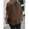 image:imageSOLY HUX Womens Plus Size Dressy Casual Shirts Swiss Dots Mock Neck Blouse Half Sleeve Tie Back Business Work TopsPlain Chocolate Brown