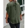 image:imageSOLY HUX Womens Plus Size Dressy Casual Shirts Swiss Dots Mock Neck Blouse Half Sleeve Tie Back Business Work TopsPure Army Green