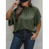 image:imageSOLY HUX Womens Plus Size Dressy Casual Shirts Swiss Dots Mock Neck Blouse Half Sleeve Tie Back Business Work TopsPure Army Green