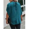 image:imageSOLY HUX Womens Plus Size Dressy Casual Shirts Swiss Dots Mock Neck Blouse Half Sleeve Tie Back Business Work TopsPure Blue