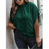 image:imageSOLY HUX Womens Plus Size Dressy Casual Shirts Swiss Dots Mock Neck Blouse Half Sleeve Tie Back Business Work TopsPure Green