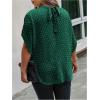 image:imageSOLY HUX Womens Plus Size Dressy Casual Shirts Swiss Dots Mock Neck Blouse Half Sleeve Tie Back Business Work TopsPure Green