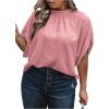 image:imageSOLY HUX Womens Plus Size Dressy Casual Shirts Swiss Dots Mock Neck Blouse Half Sleeve Tie Back Business Work TopsPure Pink