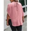 image:imageSOLY HUX Womens Plus Size Dressy Casual Shirts Swiss Dots Mock Neck Blouse Half Sleeve Tie Back Business Work TopsPure Pink