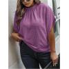 image:imageSOLY HUX Womens Plus Size Dressy Casual Shirts Swiss Dots Mock Neck Blouse Half Sleeve Tie Back Business Work TopsPure Purple