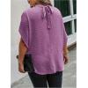 image:imageSOLY HUX Womens Plus Size Dressy Casual Shirts Swiss Dots Mock Neck Blouse Half Sleeve Tie Back Business Work TopsPure Purple