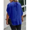 image:imageSOLY HUX Womens Plus Size Dressy Casual Shirts Swiss Dots Mock Neck Blouse Half Sleeve Tie Back Business Work TopsPure Royal Blue