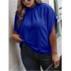 image:imageSOLY HUX Womens Plus Size Dressy Casual Shirts Swiss Dots Mock Neck Blouse Half Sleeve Tie Back Business Work TopsPure Royal Blue