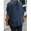 image:imageSOLY HUX Womens Plus Size Dressy Casual Shirts Swiss Dots Mock Neck Blouse Half Sleeve Tie Back Business Work TopsSolid Dark Blue